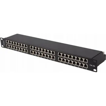 Patch panel Lanberg Patch panel LANBERG, 48 portů, 1U, 19", Cat 6A, FTP, stíněný, černý