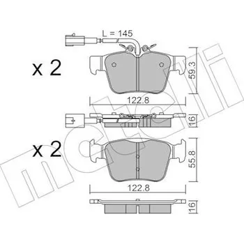 Brzdová destička Sada brzdových destiček, kotoučová brzda METELLI 22-1101-0
