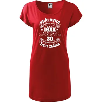 Dámské šaty DOBRÝ TRIKO Dámské tričko/šaty Život začíná 30 Velikost: S, Barva: Červená