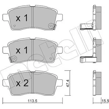 Brzdový systém Sada brzdových destiček, kotoučová brzda METELLI 22-1162-0