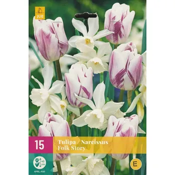 Cibulovina Směs tulipánů a narcisů Folk Story (15 cibulí, fialovo-bílé a bílé)