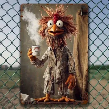 Plechová cedule BAF Kovová cedule Kohout než začne kokrhat 30 x 20 cm