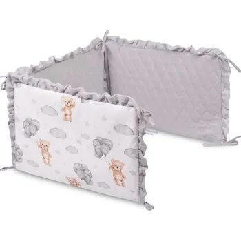 Dětsný nábytek Mantinel do postýlky, mušelín 180x40cm (3x60x40cm) - Medvídek šedý