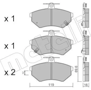 Brzdový systém Sada brzdových destiček, kotoučová brzda METELLI 22-0050-5