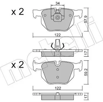 Brzdový systém Sada brzdových destiček, kotoučová brzda METELLI 22-0644-4