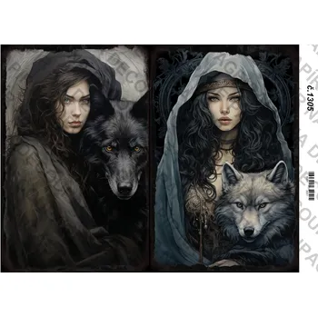 Umělecký papír Rýžový a soft papír na decoupage - Vlk tajemno - KB01305 Materiál: Soft, Rozměr: A4