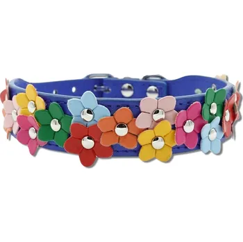 Obojek pro psa Flower garden obojek Barva: Modrá, Velikost: 21 - 27 cm