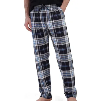 Pánské pyžamo Šedé a modře kárované pánské pyžamové kalhoty 1P1945 šedá xl