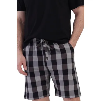 Pánské pyžamo Šedé kárované pánské kraťasy na spaní a volný čas 1XL-4XL 1P1949 šedá 3xl