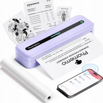 Tiskárna štítků Phomemo Tiskárna štítků přenosná termální tiskárna samolepek, 300 dpi A4, 216/110/80/53, Phomemo / M832 / fialová