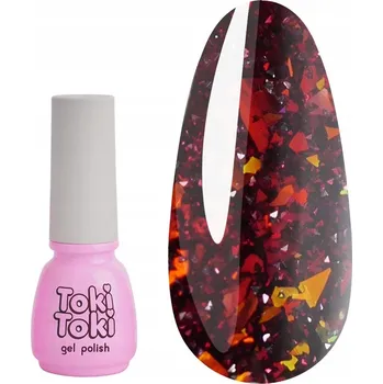 Lak na nehty Reflexní hybridní lak Toki-Toki Flakes 05 červený 5 ml