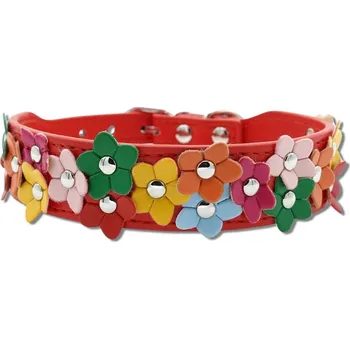Obojek pro psa Flower garden obojek Barva: Červená, Velikost: 21 - 27 cm
