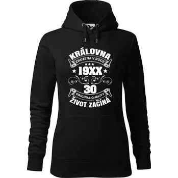 Dámská mikina DOBRÝ TRIKO Dámská mikina s potiskem Život začíná 30 Velikost dámské mikiny: M, Barva: Černá