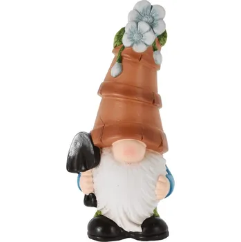 Zahradní dekorace ProGarden KO-095752410modr zahradní trpaslík s rýčem a modrou květinou