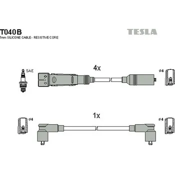 Zapalovací kabel Sada kabelů pro zapalování TESLA T040B