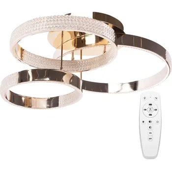 Toolight Toolight, LED krystalové stropní svítidlo s dálkovým ovládáním 42W, G003-C, zlatá lesklá, OSW-09744