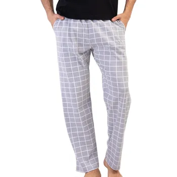 Pánské pyžamo Šedé a bíle mřížkované pánské pyžamové kalhoty 1P1932 šedá l