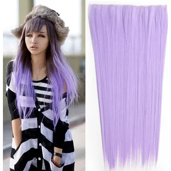 Příčesek Clip in vlasy - 60 cm dlouhý pás vlasů - odstín Light Purple - odstín Light Purple