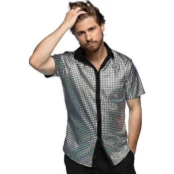 Karnevalový kostým Stříbrná košile Disco velikost XL