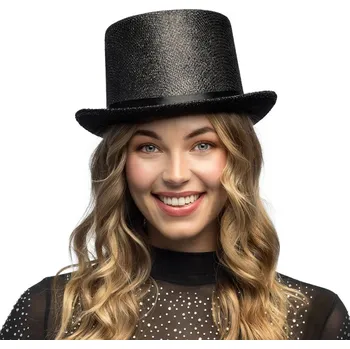 Karnevalový kostým Cylindr černý flitrový