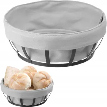 chlebník Košík / Nádoba na pečivo se šedým sáčkem kulatý - Hendi 427118