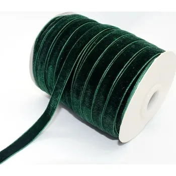 Stuha Sametová stuha na dárky 10 mm 450 cm | svatební dekorace, ozdobná stuha - 165 tmavě zelená