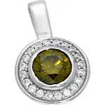 Goldstore Kulatý přívěs s olivínem bílé zlato Váha: 1.37 g