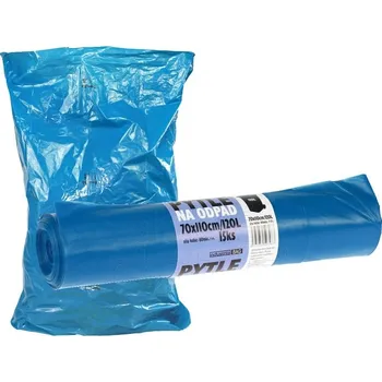 Potravinová fólie Pytle na odpad 120L, 70x110cm, 80my, modré, RLDPE, 15ks/role