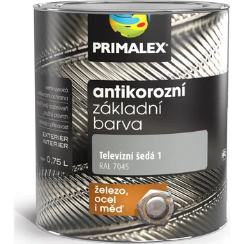 barva na kov PRIMALEX Antikorozní syntetická základní barva na kov 0.75 l 7045 Televizní šedá