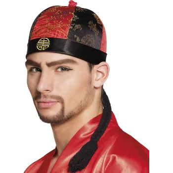 Čínská čapka Mandarín s copem