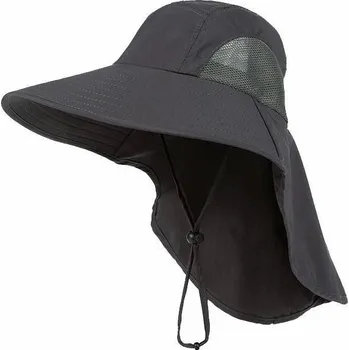 Klobouk Letní široký klobouk proti slunci s krytím krku | klobouk, pokrývka hlavy - 60 cm tmavě šedá