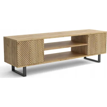 Televizní stolek TV stolek/skříňka RTV 155x50x40 cm dub craft zlatý loft dekor rybí kostra