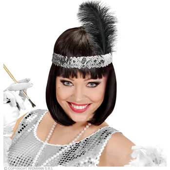 Karnevalový kostým Čelenka charleston flitrová stříbrná