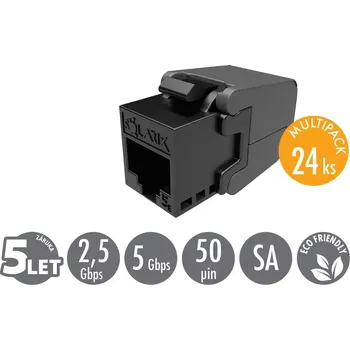 Síťový konektor MULTIPACK 24 ks - samořezný keystone Solarix CAT5E UTP SXKJ-5E-UTP-BK-SA
