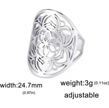 Prsten Prsten lotus z chirurgické oceli | dámský prsten | nastavitelný prsten - Style7 S