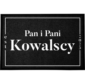 Rohožka ČERNÁ ROHOŽKA 40X60 S TVÝMI INICIÁLAMI MONOCHROMATICKÁ PERSONALIZOVANÁ DOM TREND