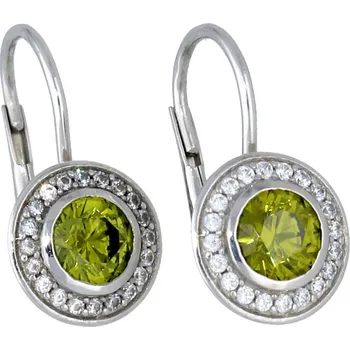 Náušnice Goldstore Náušnice s olivíny bílé zlato Váha: 3.15 g