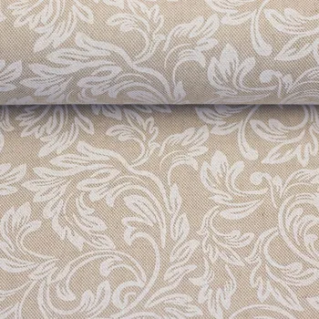 SWAFING Dekorační látka Petra listy na béžové