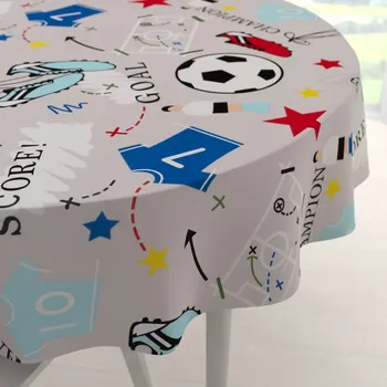 ubrus Dětský bavlněný kulatý ubrus Sandra SA-646 Fotbal to je hra - na šedém Ø 40 cm