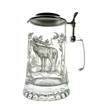 Sklenice Korbel s motivem jelena – skleněný s cínovým víčkem 0,4 l