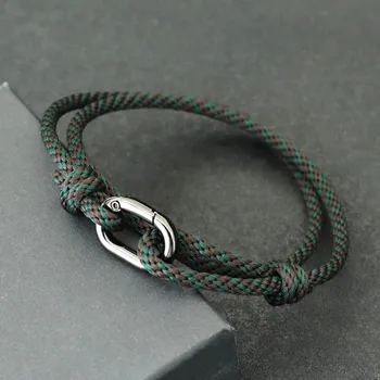 Náramek Stylový pánský pletený náramek na ruku | módní doplněk, náramek - Hnědá Tmavě zelená