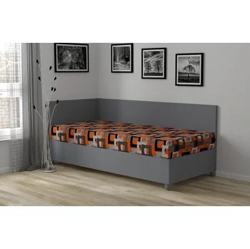 Postel Nabytekmorava Polohovací válenda Yukon s úložným prostorem 90x200 dekor lamina: Tmavě šedá, barva čalounění: Mega 023 červená, provedení: LEVÉ