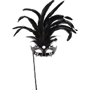 Škraboška s držátkem černá