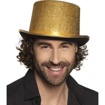 Karnevalový kostým Cylindr zlatý flitrový