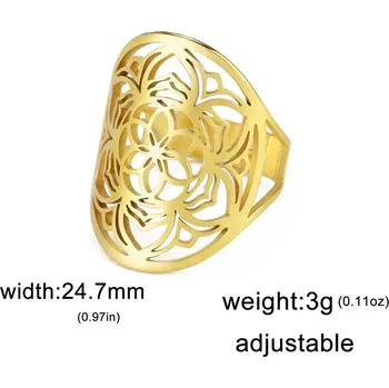 Prsten Prsten lotus z chirurgické oceli | dámský prsten | nastavitelný prsten - Style7 G