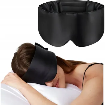 Škraboška na spaní Hedvábná maska na spaní Zatemňovací, nastavitelná, na cesty – černá