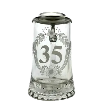 Sklenice Korbel k 35. narozeninám – skleněný s cínovým víčkem 0,4 l