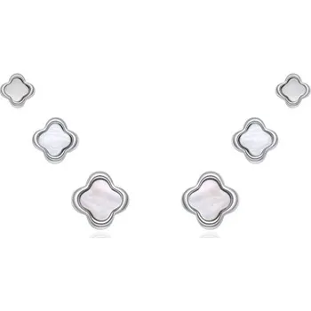 Souprava šperků Stříbrný set náušnic čtyřlístky s perletí STNAU2008F