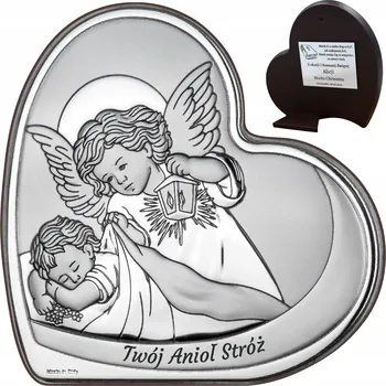 Obraz STŘÍBRNÝ OBRÁZEK ANDÍLEK KŘEST PAMÁTKA GRAVÍROVÁNÍ