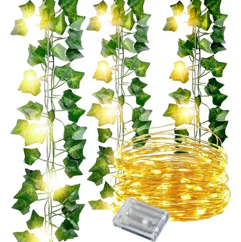 umělá květina Umělý břečťan GIRLANDA na balkon a zeď umělé listy 25M 12LED